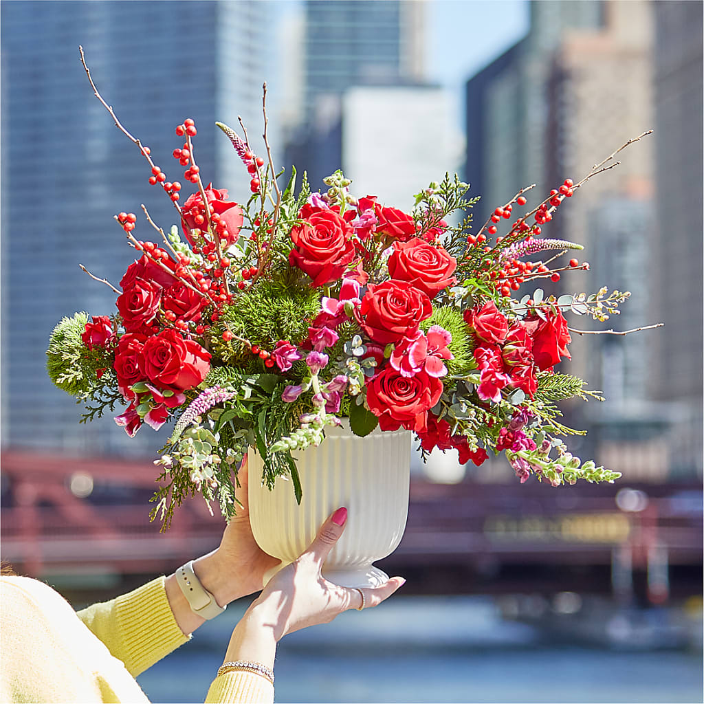 Big Red Bow Bouquet – Loop Flower Studio, Chicago IL