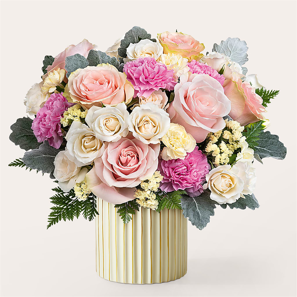 Blissful Moments Bouquet with Ivory Vase – Loop Flower Studio, Chicago IL