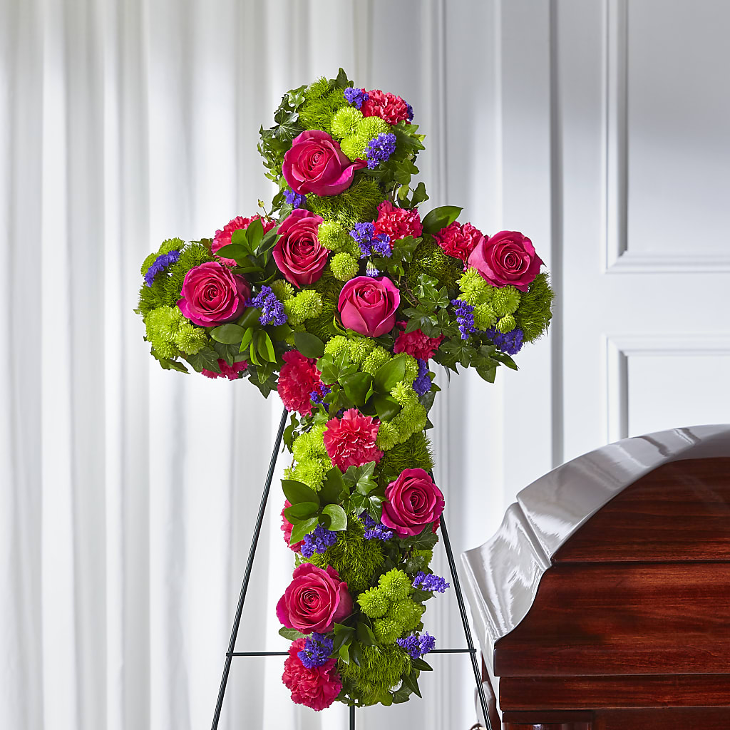 Tribute Rose Floral Cross – Loop Flower Studio, Chicago IL