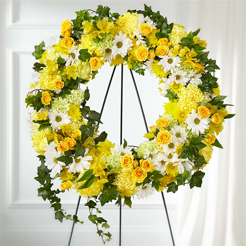 Golden Remembrance Wreath – Loop Flower Studio, Chicago IL