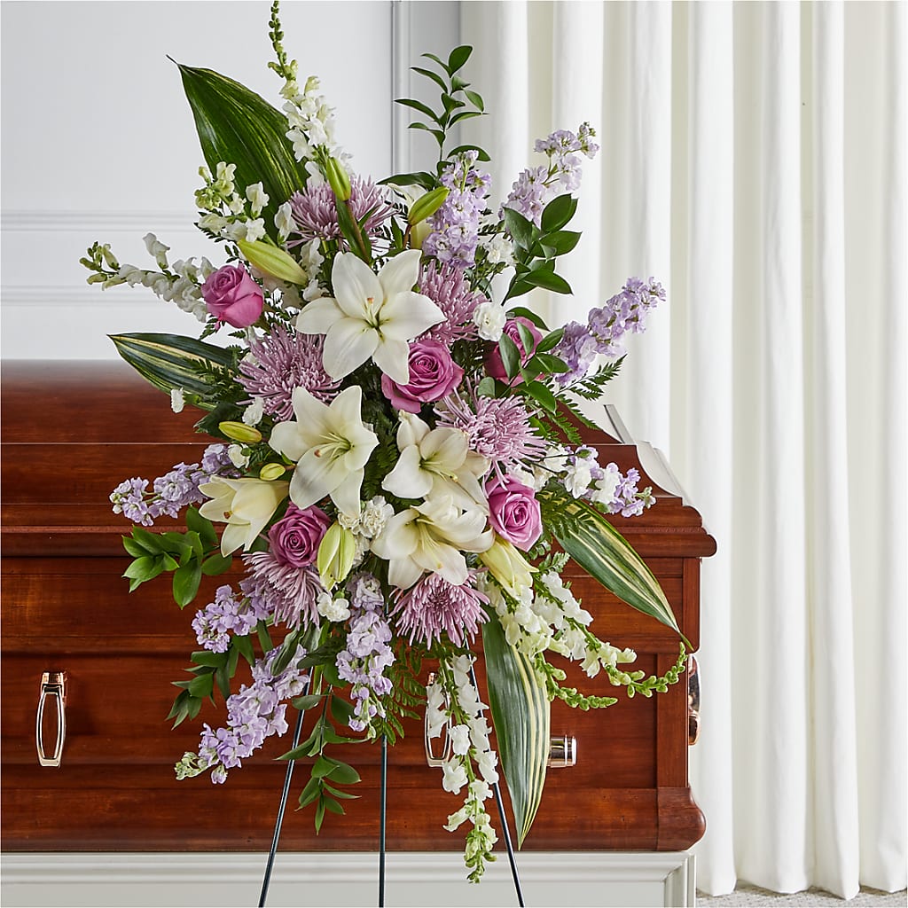 Grateful Hearts Standing Spray – Loop Flower Studio, Chicago IL