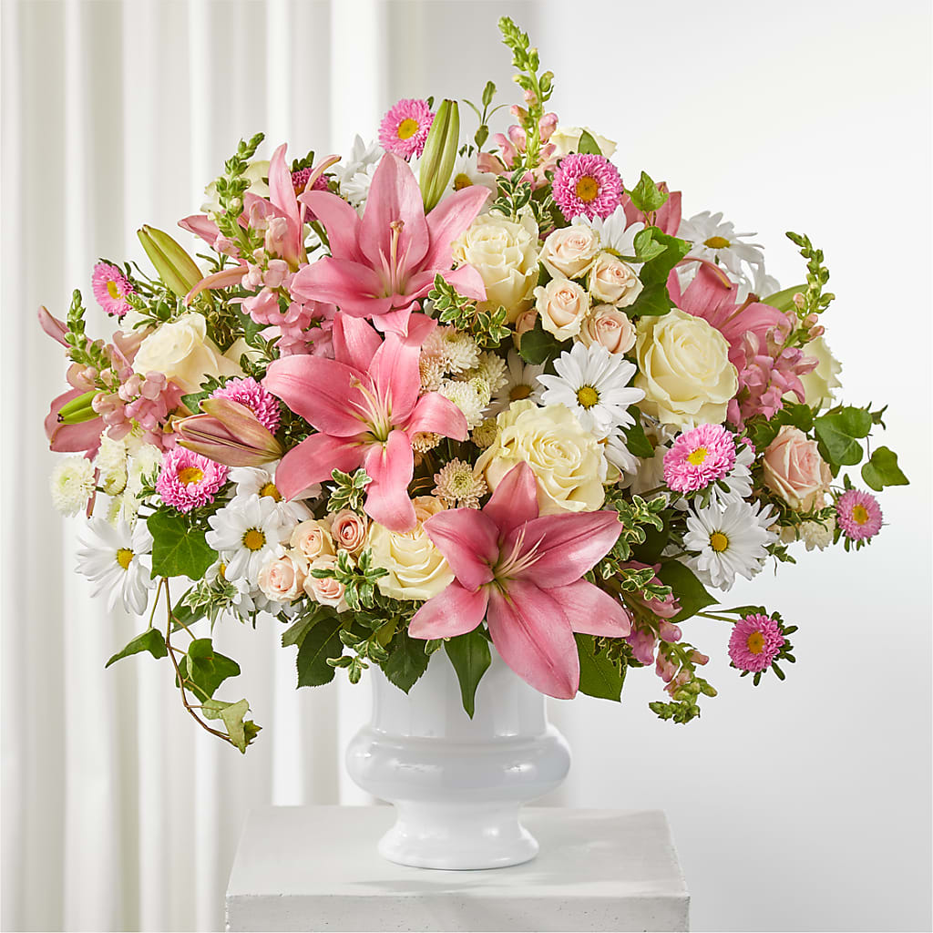 Empathetic Blooms Urn Arrangement – Loop Flower Studio, Chicago IL