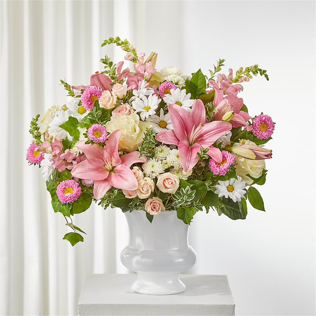 Empathetic Blooms Urn Arrangement – Loop Flower Studio, Chicago IL