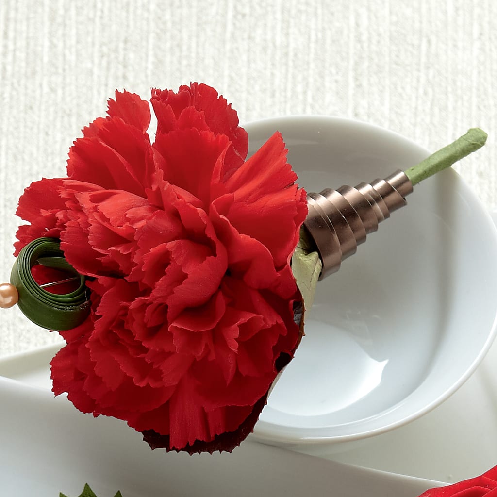 Red Carnation Boutonniere – Loop Flower Studio, Chicago IL