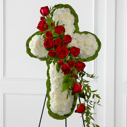 Floral Cross Easel –  Loop Flower Studio, Chicago IL