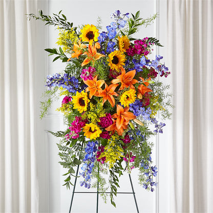 Sunlit Memories Standing Spray (Standard) –  Loop Flower Studio, Chicago IL