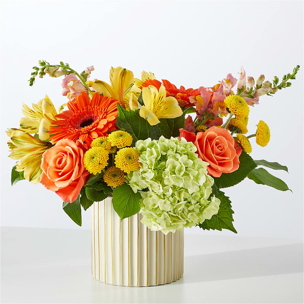 Autumn Sunshine Bouquet with Ivory Vase –  Loop Flower Studio, Chicago IL