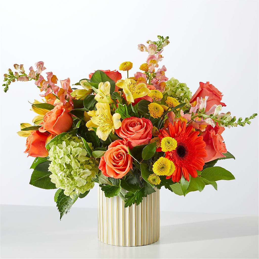 Autumn Sunshine Bouquet with Ivory Vase –  Loop Flower Studio, Chicago IL