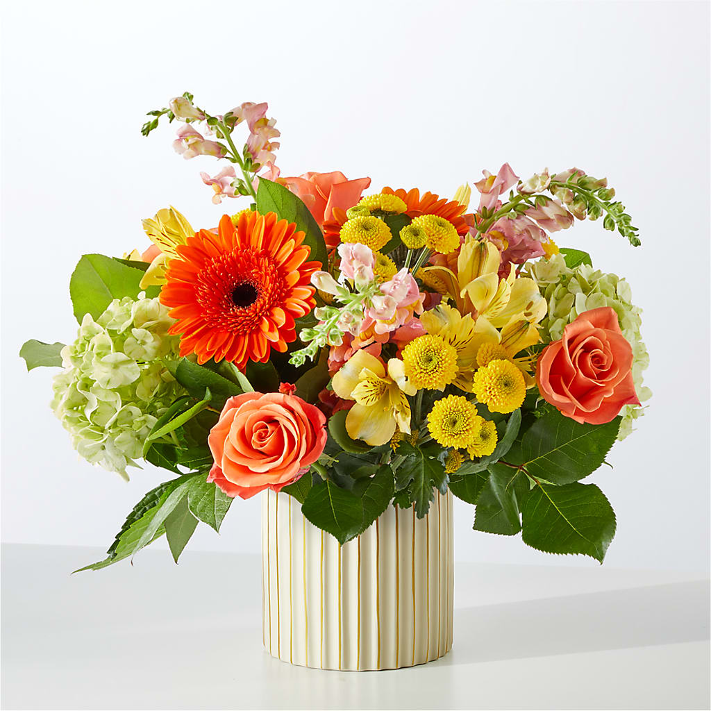 Autumn Sunshine Bouquet with Ivory Vase –  Loop Flower Studio, Chicago IL