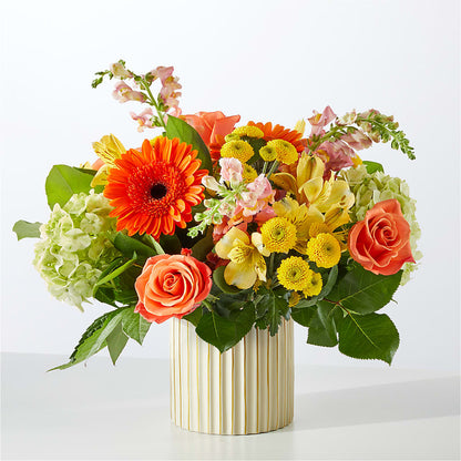 Autumn Sunshine Bouquet with Ivory Vase –  Loop Flower Studio, Chicago IL