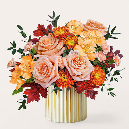 Spiced Latte Bouquet with Ivory Vase –  Loop Flower Studio, Chicago IL