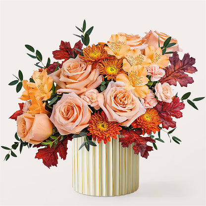 Spiced Latte Bouquet with Ivory Vase –  Loop Flower Studio, Chicago IL