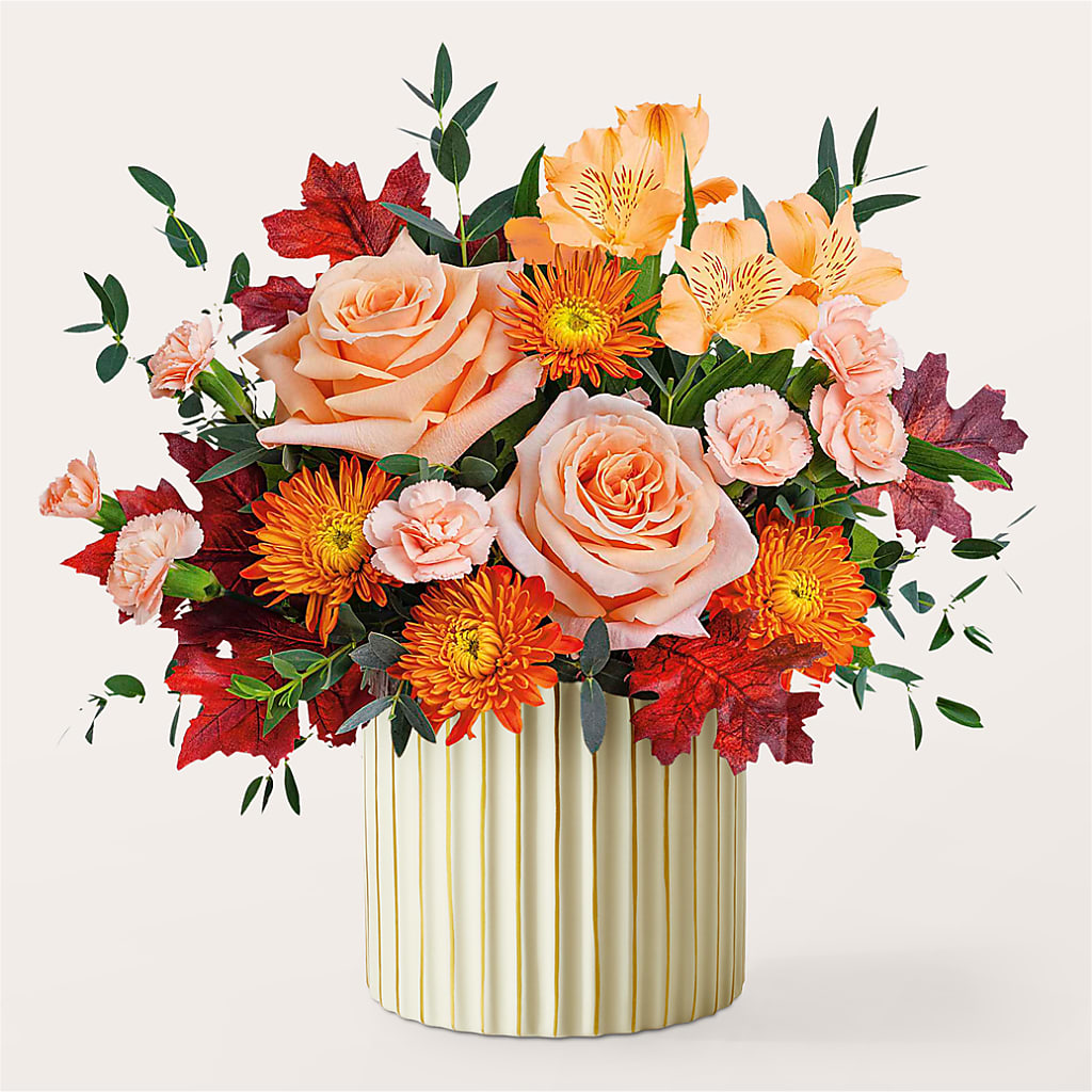 Spiced Latte Bouquet with Ivory Vase –  Loop Flower Studio, Chicago IL