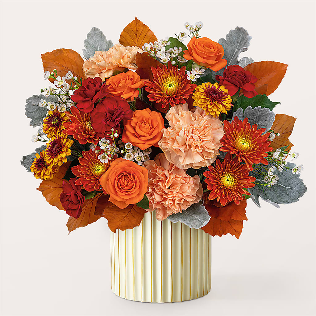 Merlot Bouquet with Ivory Vase –  Loop Flower Studio, Chicago IL