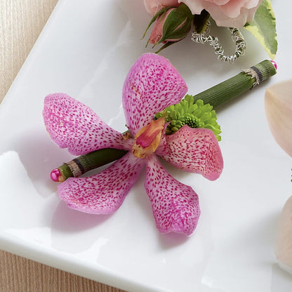 Pink Mokara Boutonniere –  Loop Flower Studio, Chicago IL