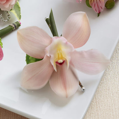 Pink Cymbidium Boutonniere –  Loop Flower Studio, Chicago IL