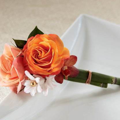 Sunset Dream Boutonniere –  Loop Flower Studio, Chicago IL