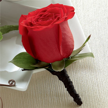 Red Rose Boutonniere –  Loop Flower Studio, Chicago IL
