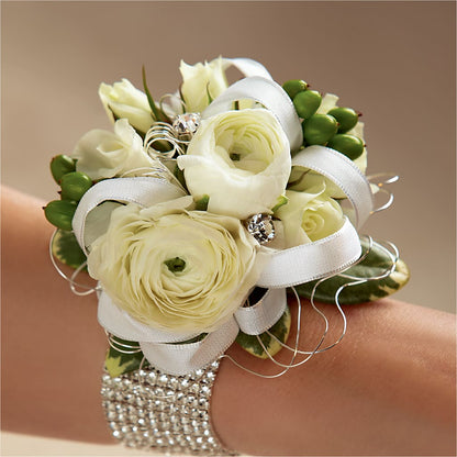 White Wedding Corsage –  Loop Flower Studio, Chicago IL